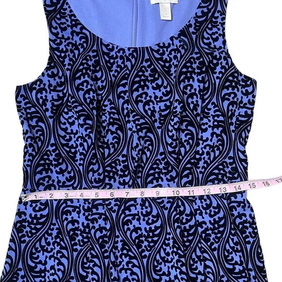 Ann Taylor Loft Factory Periwinkle & Black Velveteen Tapestry Damask Dress - Picture 12 of 15